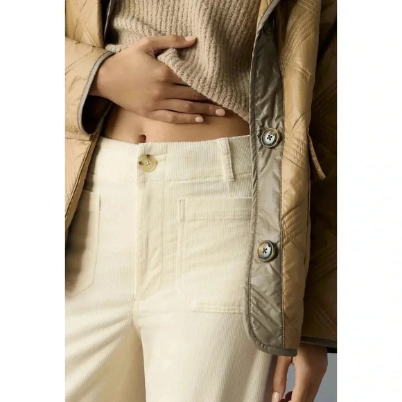 NWT Anthropologie Maeve The Colette Cord Crop Wide Leg Pants Ivory Cream 29 - Picture 6 of 17